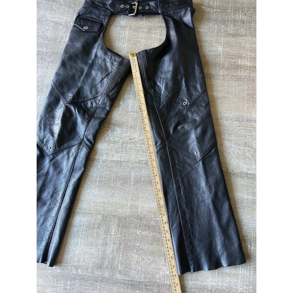 Wilsons Leather Black Motorcycle Chaps Womens M Rear Lace Waist Snap Zip - Picture 3 of 16
